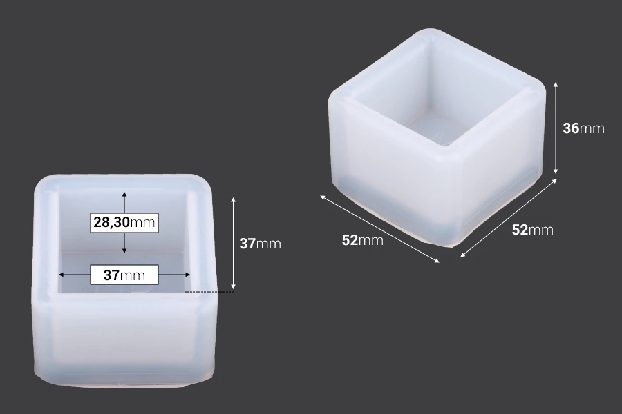 Silikonski kalup u obliku Male kocke (kutijica)-dimenzije_slike