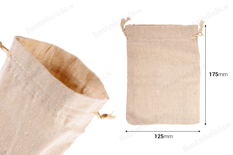 Pamučne torbice 125x175mm bež boje - 50 kom-dimenzije_slike
