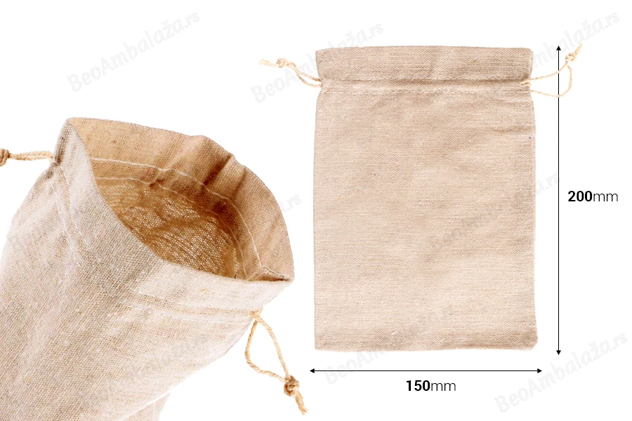 Pamučne torbice 150x200mm bež boje - 50 kom-dimenzije_slike