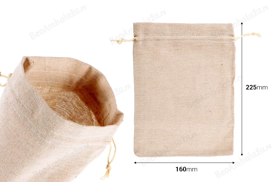 Pamučne torbice 160x225mm bež boje - 50 kom-dimenzije_slike