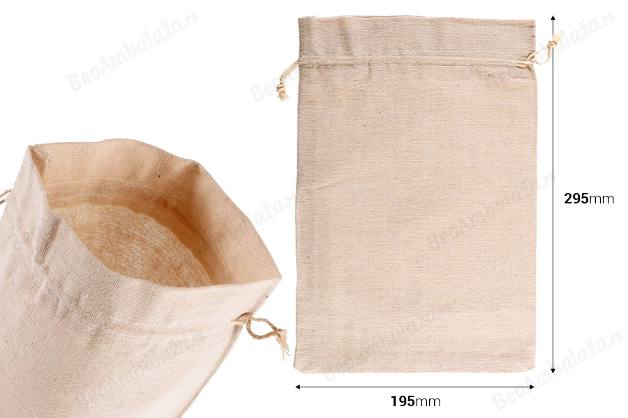 Pamučne torbice 195x295mm bež boje - 50 kom-dimenzije_slike