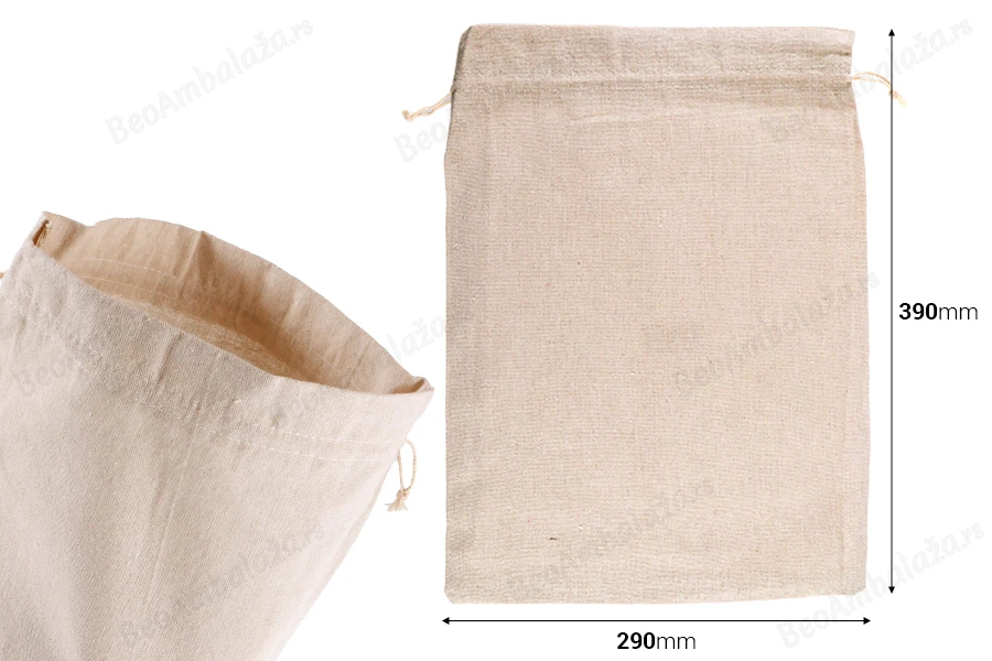 Pamučne torbice 290x390mm bež boje - 25 kom-dimenzije_slike