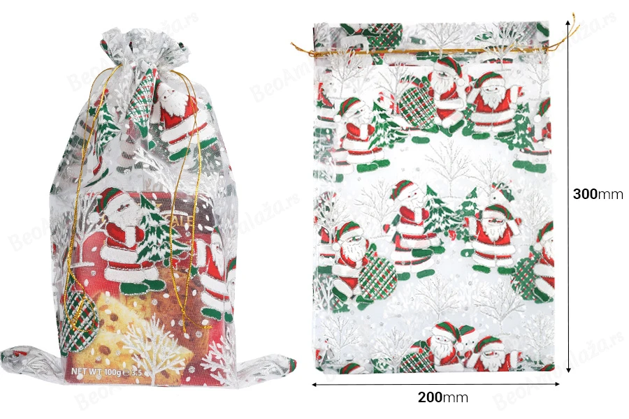 Božićna bela vrećica od tila 200x300 mm - 25 kom-dimenzije_slike