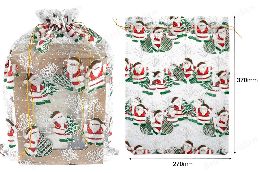 Božićna bela vrećica od tila 270x370 mm - 25 kom-dimenzije_slike