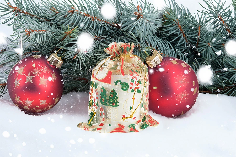 Božićna zlatna vrećica od tila 130x180 mm - 50 kom-grupa_slika