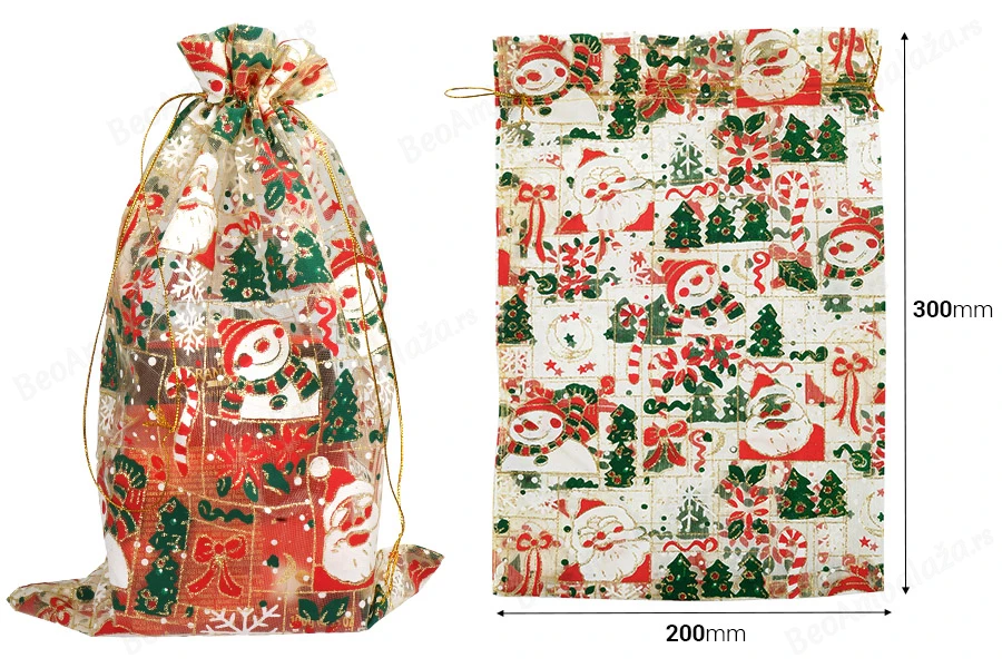 Božićna zlatna vrećica od tila 200x300 mm - 25 kom-dimenzije_slike