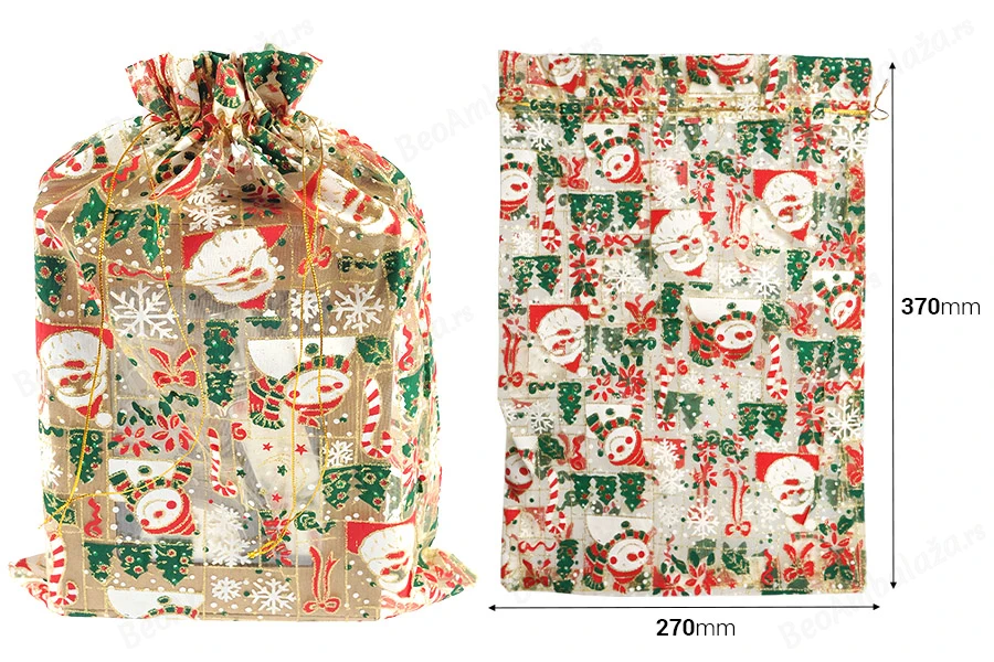 Božićna zlatna vrećica od tila 270x370 mm  - 25 kom-dimenzije_slike