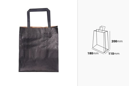 Papirna poklon kesa 180x110x200 mm u crnoj boji sa ručkom - 12 kom-2
