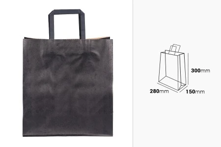 Papirna poklon kesa 280x150x300 mm u crnoj boji sa ručkom - 12 kom-2