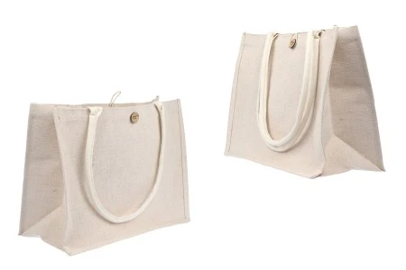 Torba - ceger za kupovinu od pamuka i jute (320-350 g/m2) sa ručkom i unutrašnjim džepom-1