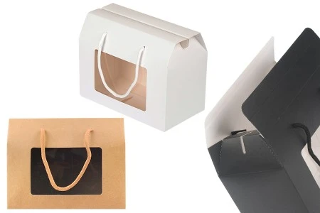 Papirna poklon kutija - koferče 200x110x155 mm sa ručkama i prozorom - 12 komada-1