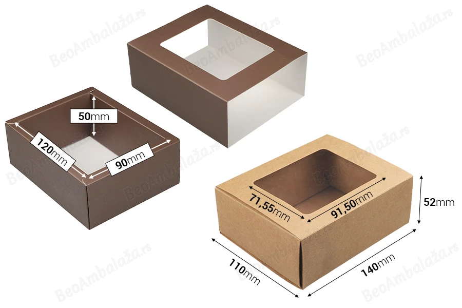 Kartonska kutija za pakovanje 140x110x52 mm na izvlačenje sa prozorom - 12 kom-dimenzije_slike
