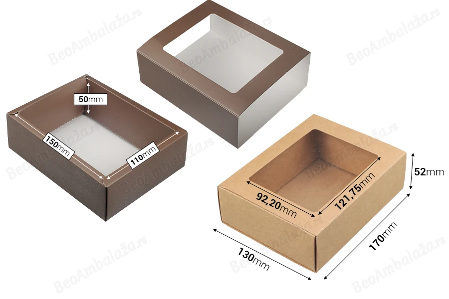 Kartonska kutija za pakovanje 170x130x52 mm na izvlačenje sa prozorom - 12 kom-dimenzije_slike