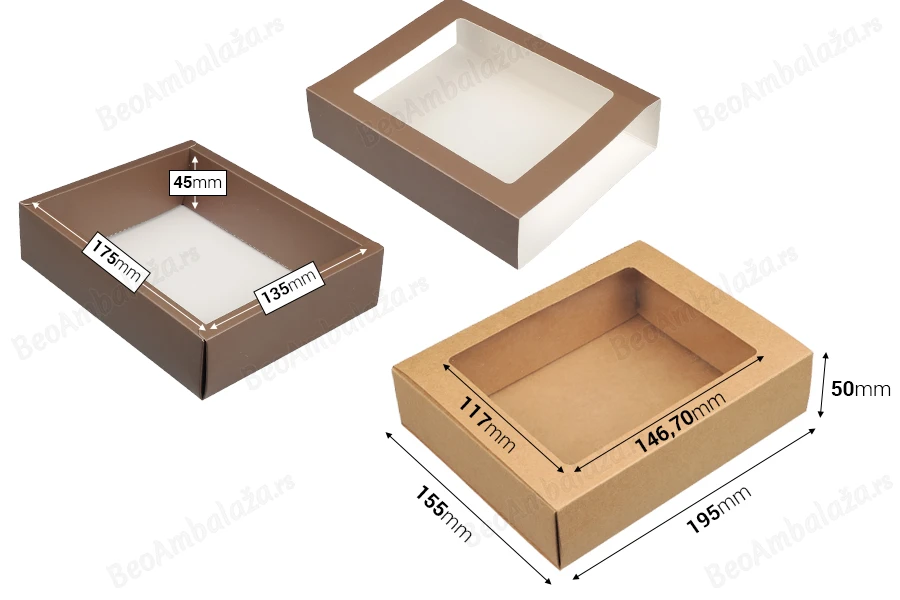 Kartonska kutija za pakovanje 195x155x50 mm na izvlačenje sa prozorom - 12 kom-dimenzije_slike