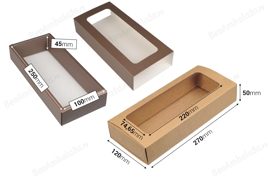 Kartonska kutija za pakovanje  270x120x50 mm na izvlačenje sa prozorom - 12 kom-grupa_slika
