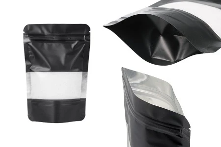 Aluminijumske DoyPack kesice sa zip zatvaranjem, prozorom i mogućnošću termo zatvaranja 100x30x145 mm – 100 kom-1