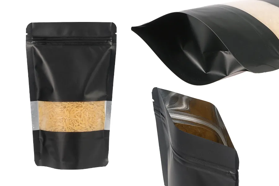 Aluminijumske DoyPack 120x40x195 mm kesice sa zip zatvaranjem, prozorom i mogućnošću termo zatvaranja   – 100 kom