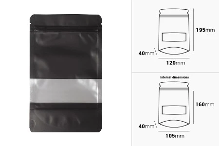 Aluminijumske DoyPack kesice sa zip zatvaranjem, prozorom i mogućnošću termo zatvaranja 120x40x195 mm  – 100 kom-2