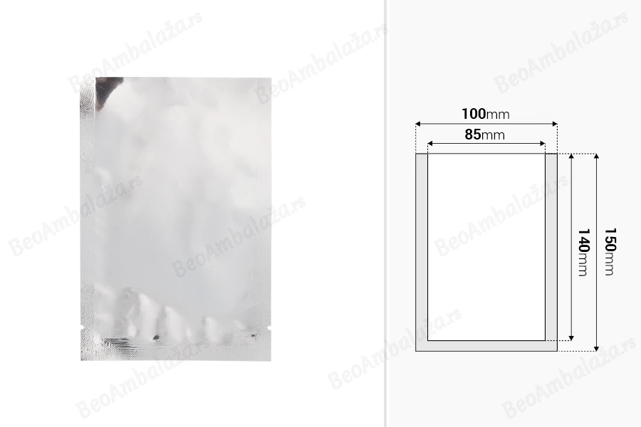 Aluminijumske kesice 100x150 mm sa mogućnošću termo zatvaranja – 100 kom-dimenzije_slike