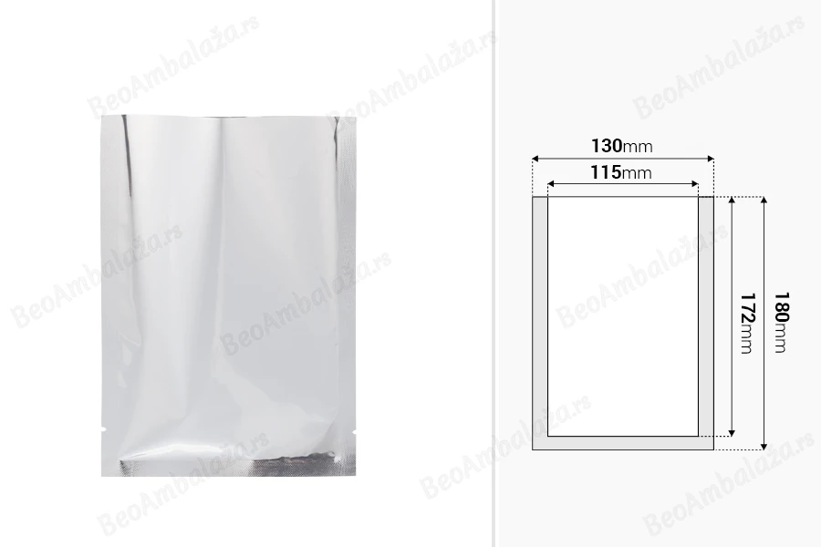 Aluminijumske kesice 130x180 mm sa mogućnošću termo zatvaranja – 100 kom-dimenzije_slike