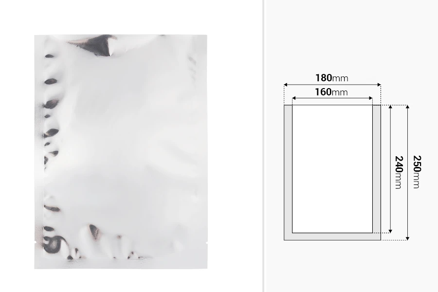 Aluminijumske kesice 180x250 mm sa mogućnošću termo zatvaranja – 100 kom Aluminijumske kesice 180x250 mm sa mogućnošću termo zatvaranja – 100 kom