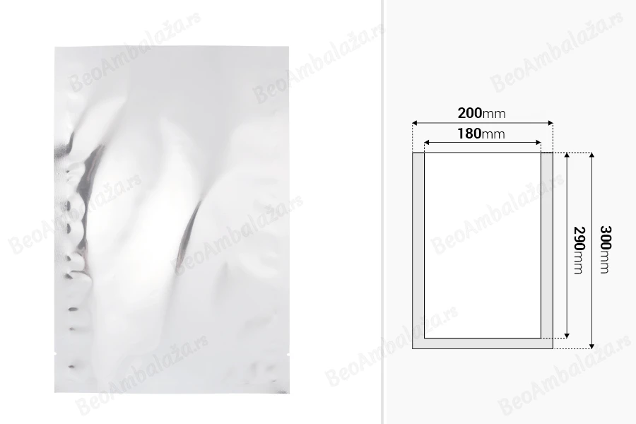 Aluminijumske kesice 200x300 mm sa mogućnošću termo zatvaranja – 100 kom-dimenzije_slike
