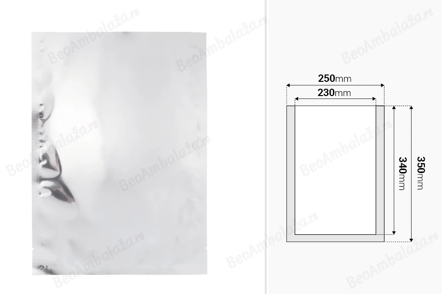 Aluminijumske kesice 250x350 mm sa mogućnošću termo zatvaranja – 100 kom-dimenzije_slike