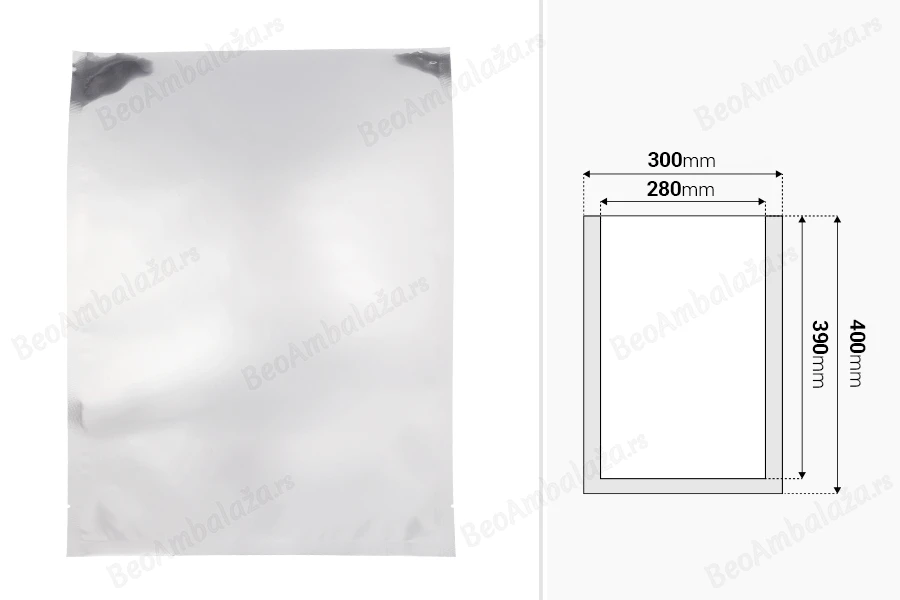 Aluminijumske kesice 300x400 mm sa mogućnošću termo zatvaranja – 100 kom-dimenzije_slike