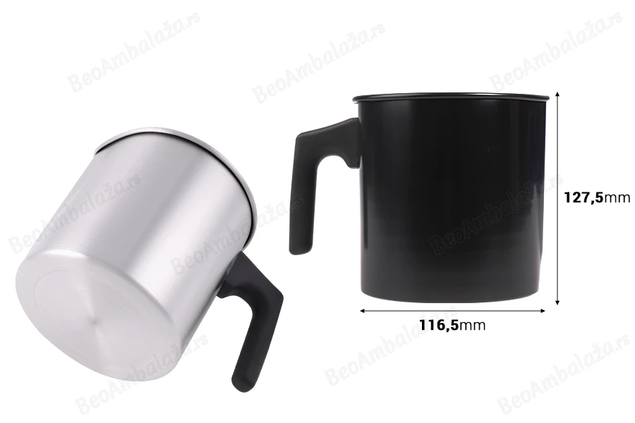 Aluminijumski bokal 1200mL u crnoj ili srebrnoj boji sa drškom-dimenzije_slike