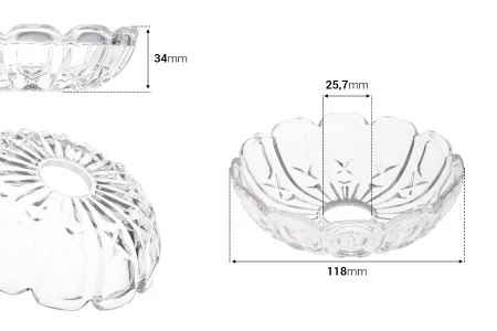 Dekorativna staklena ploča 118x34 mm sa rupom u sredini (26 mm) za sveće i lustere-2