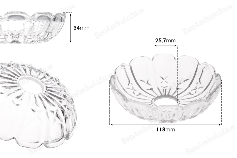 Dekorativna staklena ploča 118x34 mm sa rupom u sredini (26 mm) za sveće i lustere-dimenzije_slike