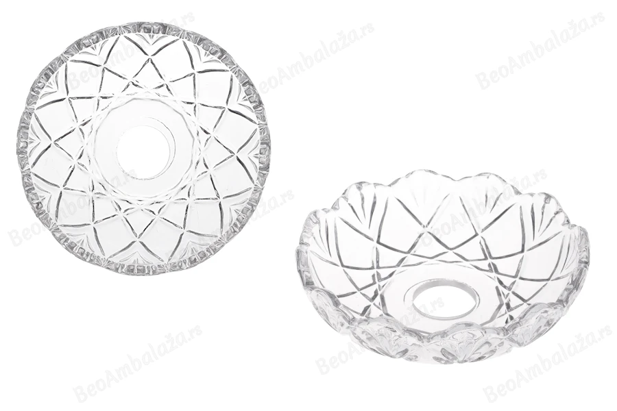 Dekorativna staklena ploča 120x30 mm sa rupom u sredini (26 mm) za sveće i lustere-slika_proizvoda