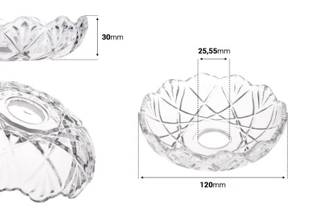 Dekorativna staklena ploča 120x30 mm sa rupom u sredini (26 mm) za sveće i lustere-2