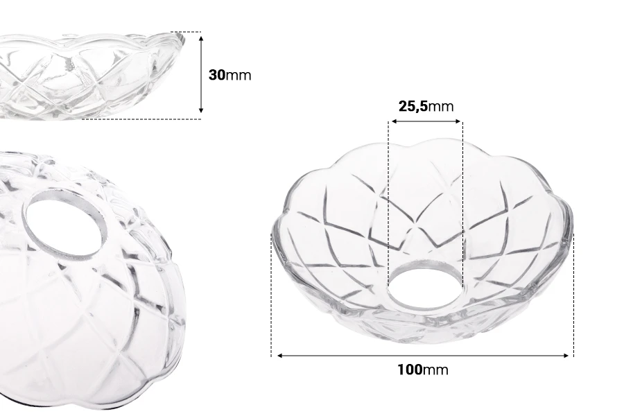 Dekorativna staklena ploča 100x30 mm sa rupom u sredini (26 mm) za sveće i lustere Dekorativna staklena ploča 100x30 mm sa rupom u sredini (26 mm) za sveće i lustere