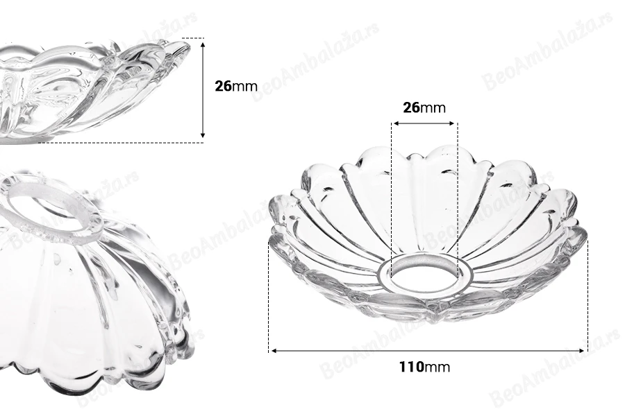 Dekorativna staklena ploča 110x26 mm sa rupom u sredini (26 mm) za sveće i lustere-dimenzije_slike