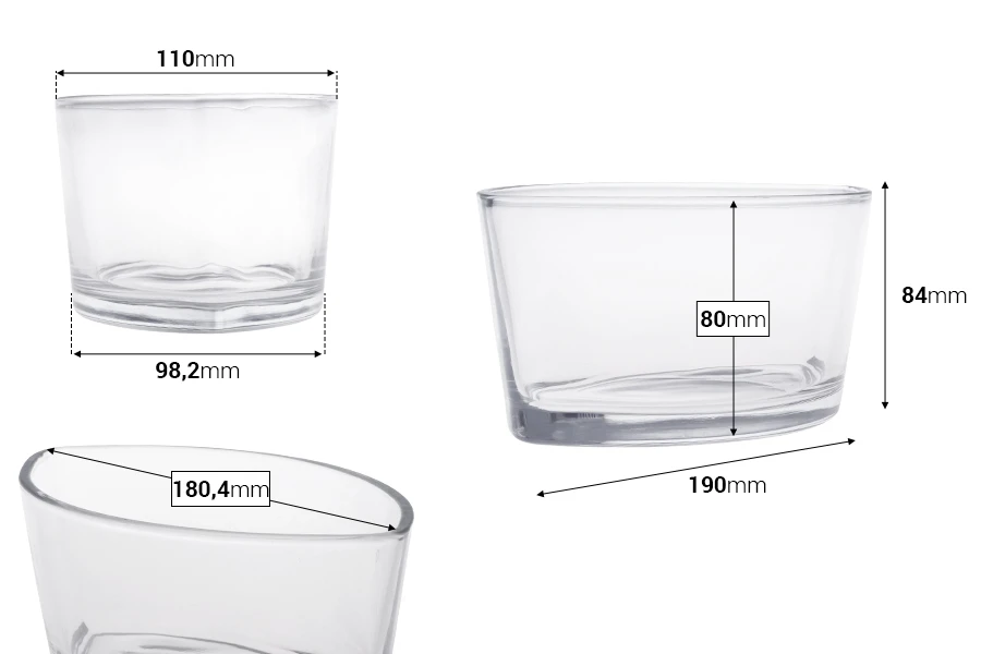 Staklena posuda 800mL u obliku gondole za sveće Staklena posuda 800mL u obliku gondole za sveće