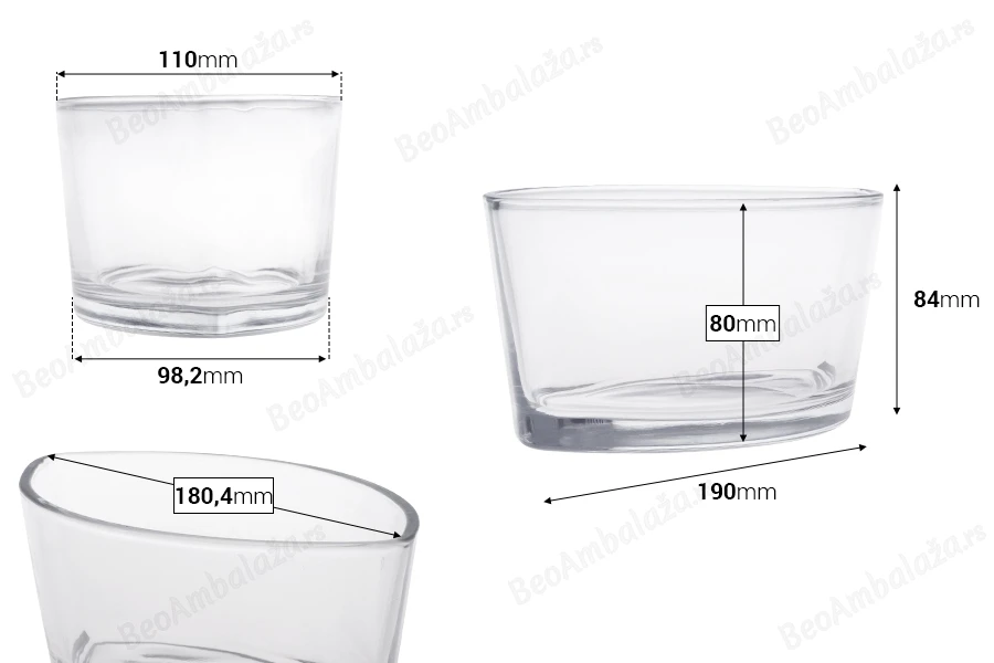 Staklena posuda 800mL u obliku gondole za sveće-dimenzije_slike