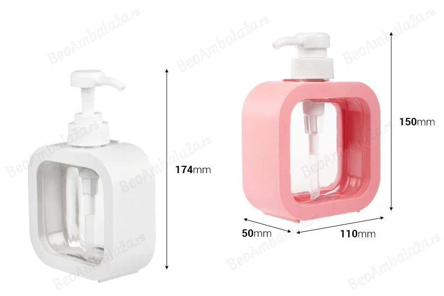 Plastična bočica 300mL sa pumpicom za kozmetiku ili proizvode za čišćenje, različitih boja-dimenzije_slike