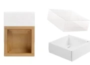 Kartonska kutija (300gsm) za pakovanje 85x85x30 mm na izvlačenje sa providnim spoljašnjim delom, bele ili kraft boje - 12 kom-slika_proizvoda