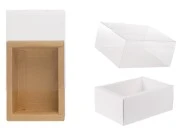 Kartonska kutija (300gsm) za pakovanje 110x80x45 mm na izvlačenje sa providnim spoljašnjim delom, bele ili kraft boje - 12 kom
