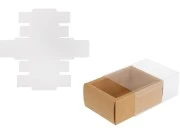 Kartonska kutija (300gsm) za pakovanje 110x80x45 mm na izvlačenje sa providnim spoljašnjim delom, bele ili kraft boje - 12 kom