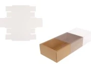 Kartonska kutija (300gsm) za pakovanje 220x120x60 mm na izvlačenje sa providnim spoljašnjim delom, bele ili kraft boje - 12 kom