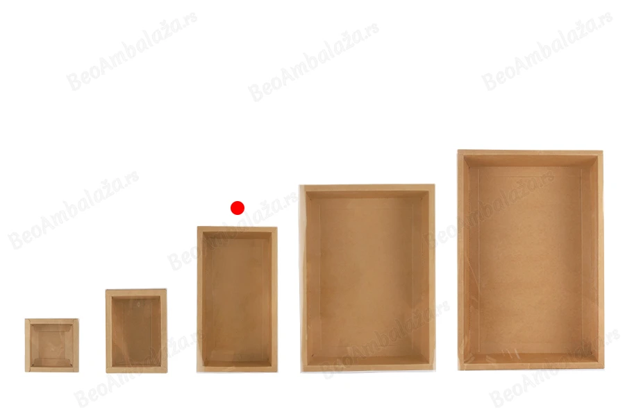 Kartonska kutija (300gsm) za pakovanje 220x120x60 mm na izvlačenje sa providnim spoljašnjim delom, bele ili kraft boje - 12 kom-grupa_slika