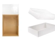 Kartonska kutija (300gsm) za pakovanje 250x60x180 mm na izvlačenje sa providnim spoljašnjim delom, bele ili kraft boje - 12 kom
