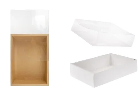 Kartonska kutija (300gsm) za pakovanje 250x60x180 mm na izvlačenje sa providnim spoljašnjim delom, bele ili kraft boje - 12 kom-1