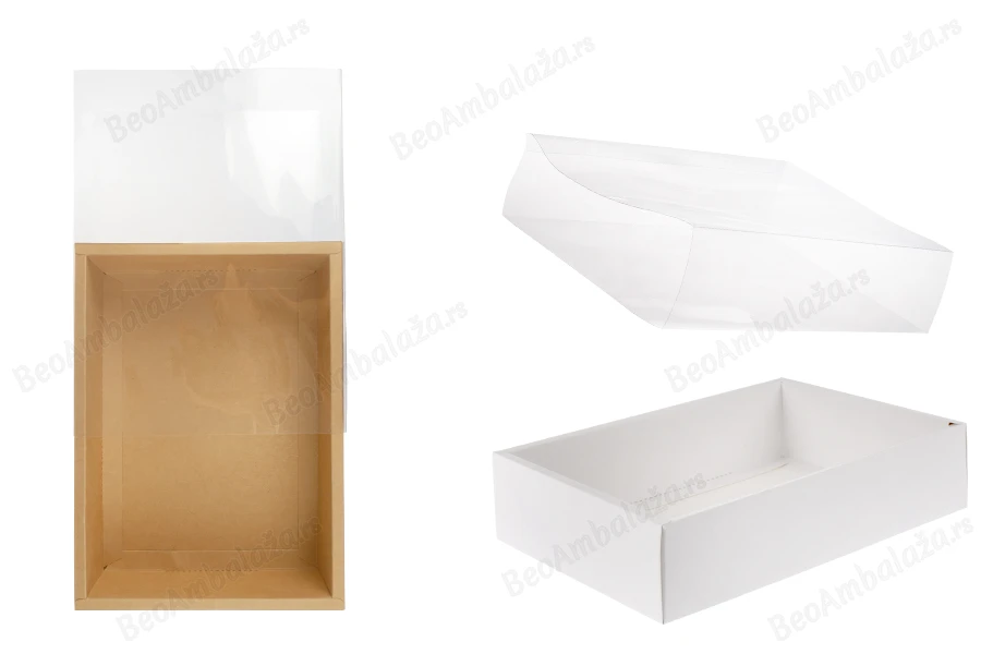 Kartonska kutija (300gsm) za pakovanje 250x60x180 mm na izvlačenje sa providnim spoljašnjim delom, bele ili kraft boje - 12 kom-slika_proizvoda