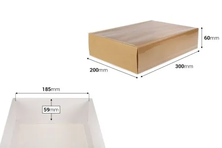 Kartonska kutija (300gsm) za pakovanje 300x60x200 mm na izvlačenje sa providnim spoljašnjim delom, bele ili kraft boje - 12 kom-2