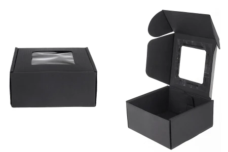 Crna kutija za pakovanje od kraft papira sa prozorom 130x120x60 mm - 20 kom-1