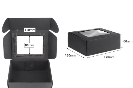 Crna kutija za pakovanje od kraft papira sa prozorom 170x130x60 mm - 20 kom-2