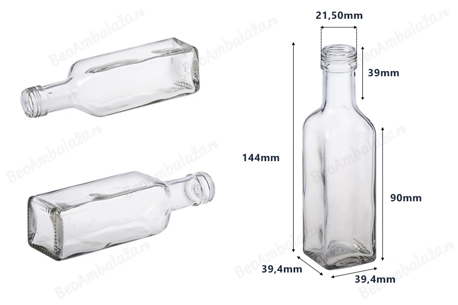 Četvrtasta flaša 100mL Marasca PP24-dimenzije_slike